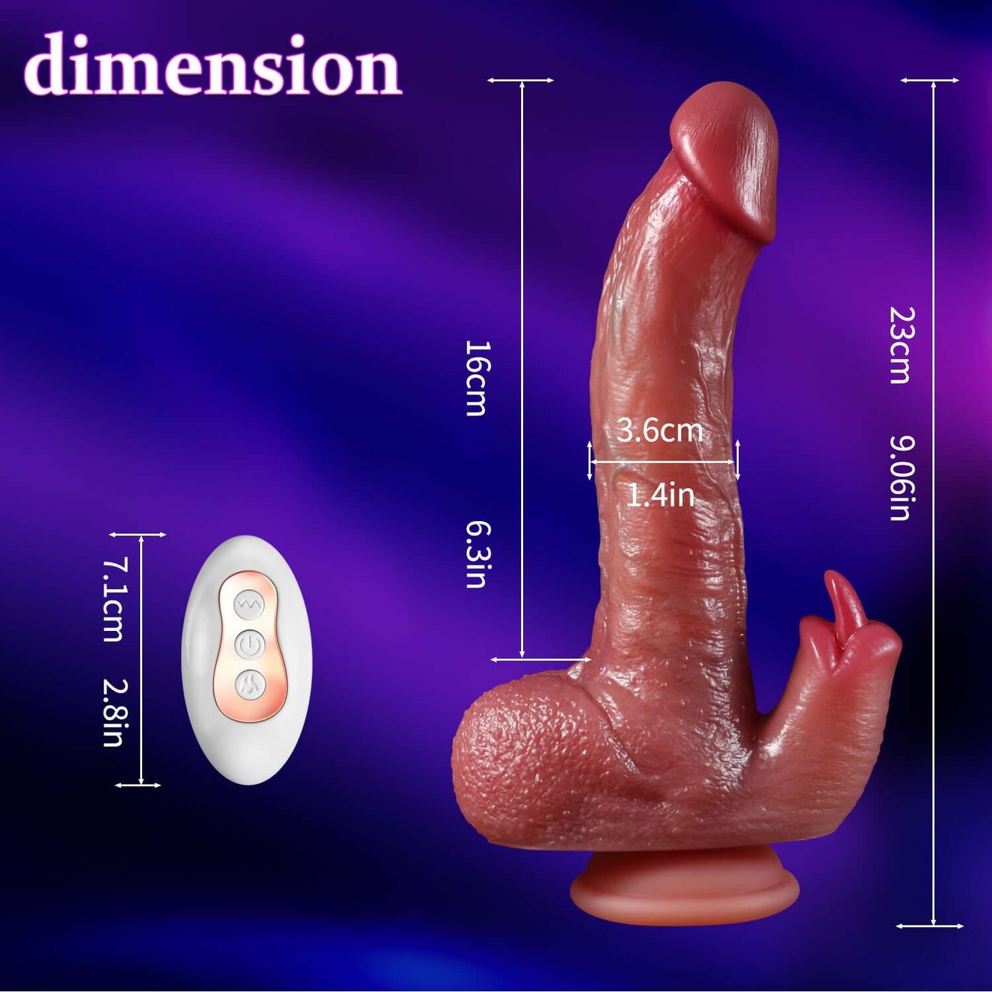 Realistic Vibrating Stimulation Thrusting Dildo Vibrator & Tongue Sex Toy