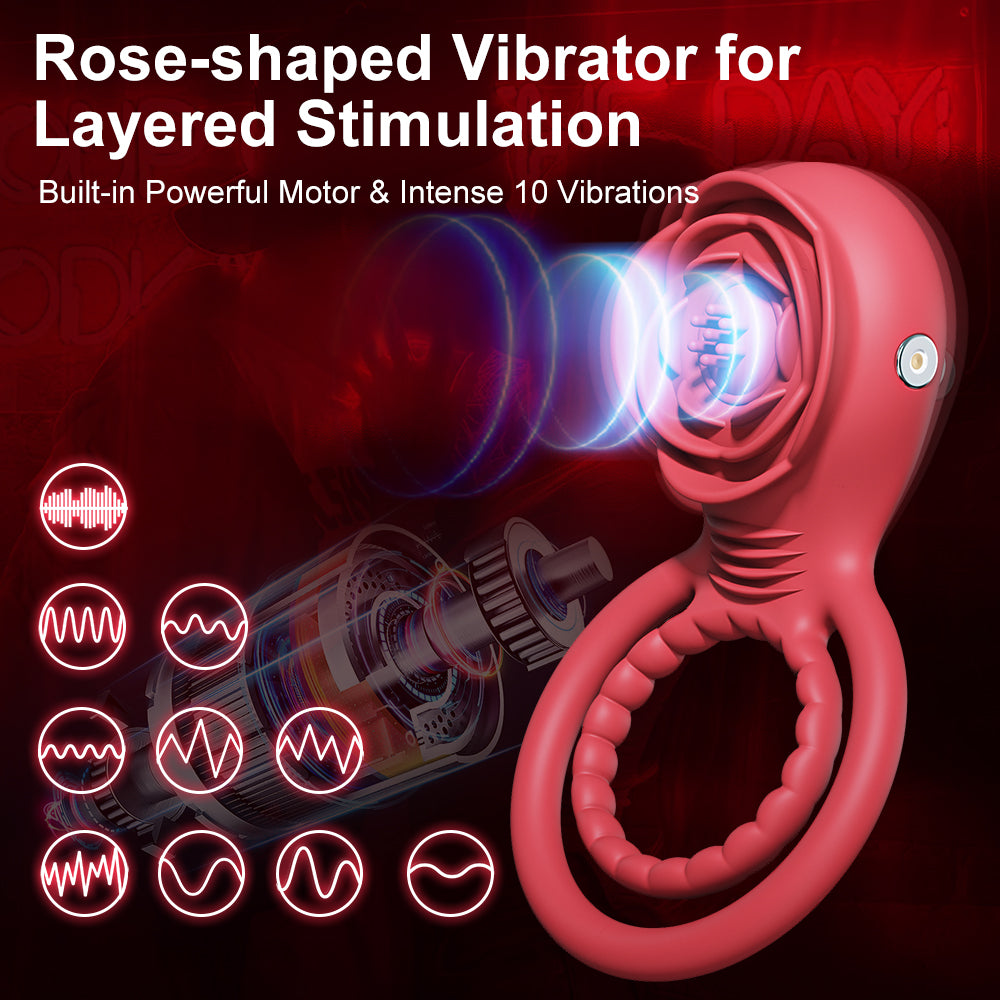 Rose Penis' Ring Sex Vibrator Toy