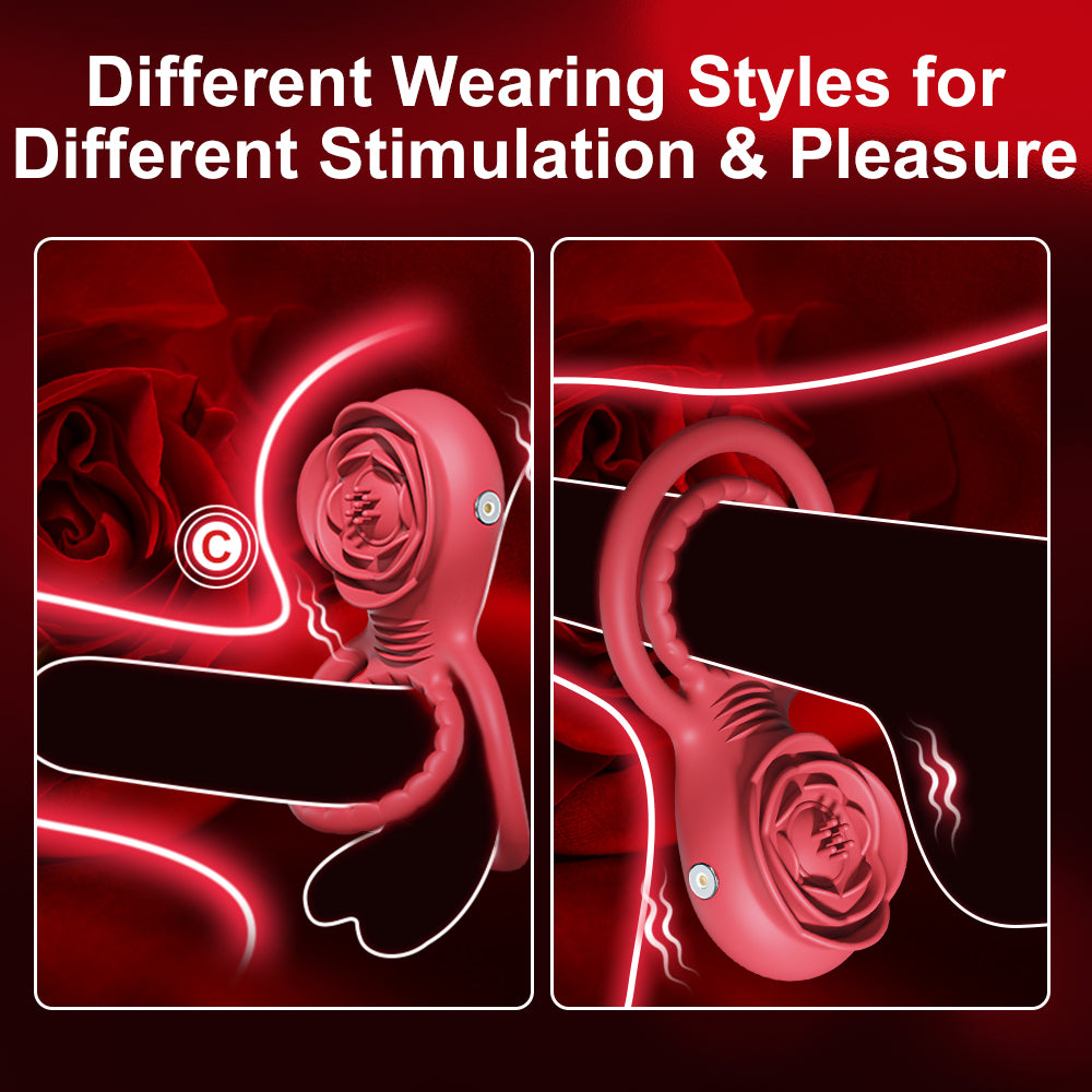 Rose Penis' Ring Sex Vibrator Toy