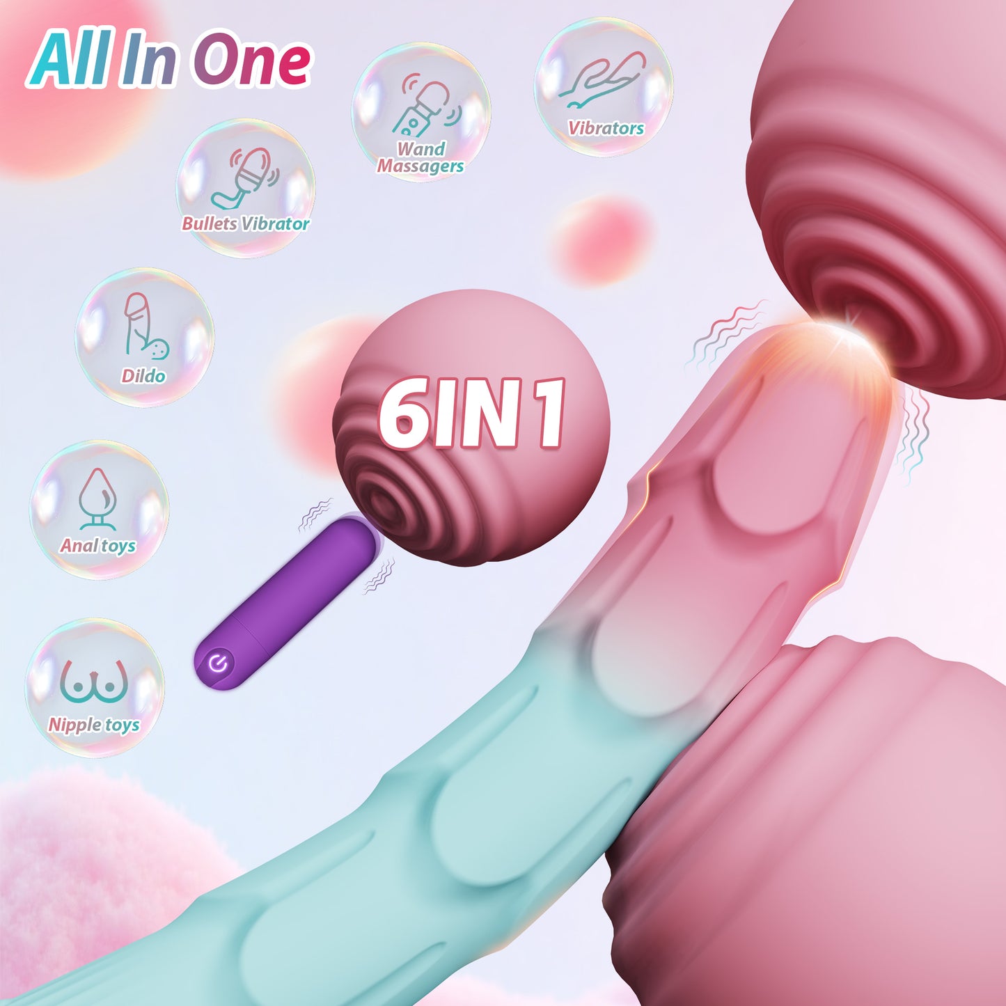 Seven Ge Sex Toys Vibrator Wand with Bullet Vibrator Set